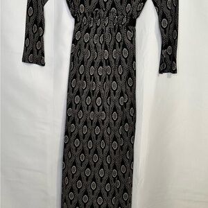 Black and Cream knit faux wrap Dress Business Casual Old Money 90’s Vampy